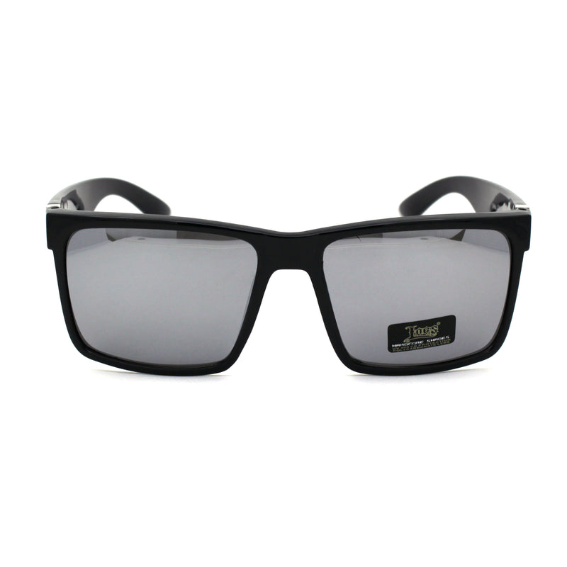 Locs Colored Reflective Black Rectangular Gangster Hardcore Sunglasses