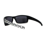 Mens Locs Skull Pattern Arm Biker Gangster Rectangular Black Sunglasses