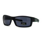 Mens Locs Weed Pattern Arm Biker Gangster Rectangular Black Sunglasses