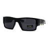 All Black 90s Mens Locs Thick Temple Squared Rectangular Cholo Sunglasses