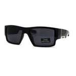 All Black 90s Mens Locs Thick Temple Squared Rectangular Cholo Sunglasses