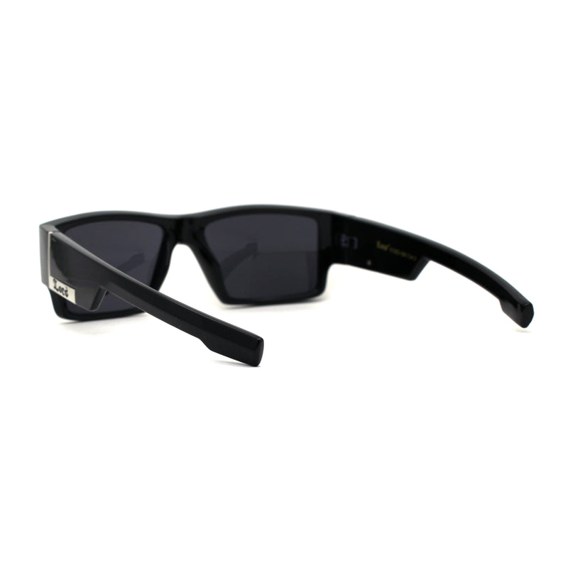 All Black 90s Mens Locs Thick Temple Squared Rectangular Cholo Sunglasses