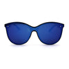 Womens Round Shield Panel Lens Horn Rim Plastic Sunglasses