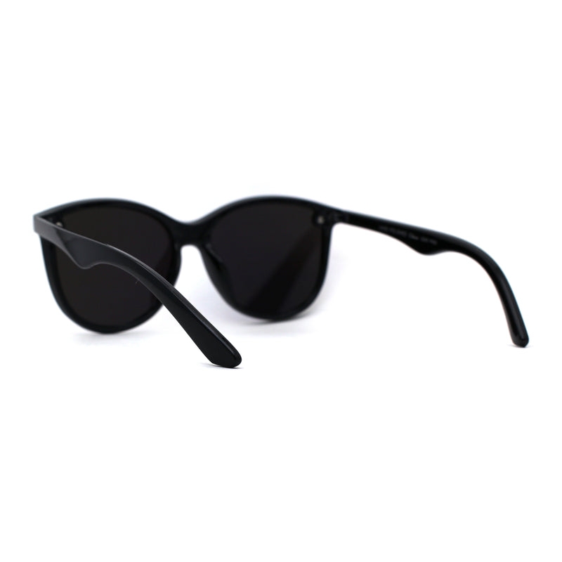 Womens Round Shield Panel Lens Horn Rim Plastic Sunglasses