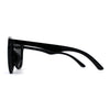 Womens Round Shield Panel Lens Horn Rim Plastic Sunglasses