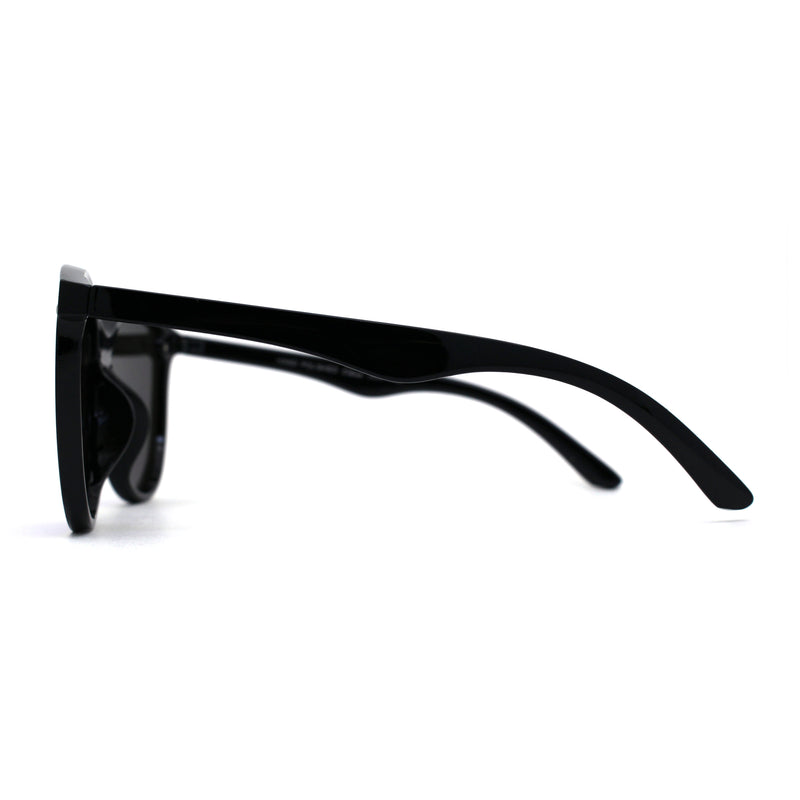 Womens Round Shield Panel Lens Horn Rim Plastic Sunglasses