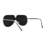 Mirrored Lens Minimalist Shield Rimless Racer Retro Sunglasses