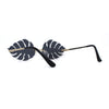 Tropical Split Leaf Palm Shape Rimless Hippie Sunglasses