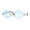 Tropical Split Leaf Palm Shape Rimless Hippie Sunglasses