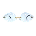 Tropical Split Leaf Palm Shape Rimless Hippie Sunglasses