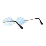 Tropical Split Leaf Palm Shape Rimless Hippie Sunglasses