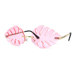 Tropical Split Leaf Palm Shape Rimless Hippie Sunglasses