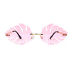 Tropical Split Leaf Palm Shape Rimless Hippie Sunglasses