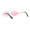 Tropical Split Leaf Palm Shape Rimless Hippie Sunglasses