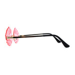 Tropical Split Leaf Palm Shape Rimless Hippie Sunglasses