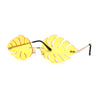 Tropical Split Leaf Palm Shape Rimless Hippie Sunglasses