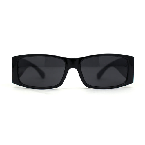 All Black Locs Square Narrow Rectangle Gangster Sunglasses