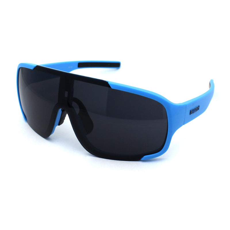 Kush Mens Exposed Lens Racer Shield Plastic Sport Sunglasses