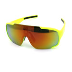 Mens Exposed Mirrored Lens Racer Shield Plastic Sport Sunglasses