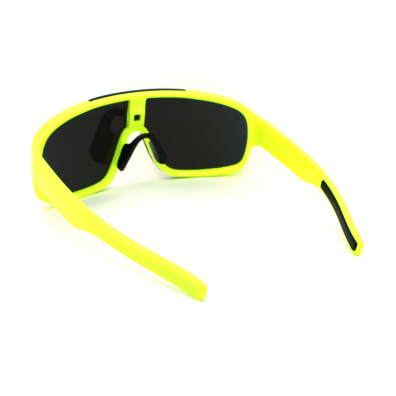 Mens Exposed Mirrored Lens Racer Shield Plastic Sport Sunglasses