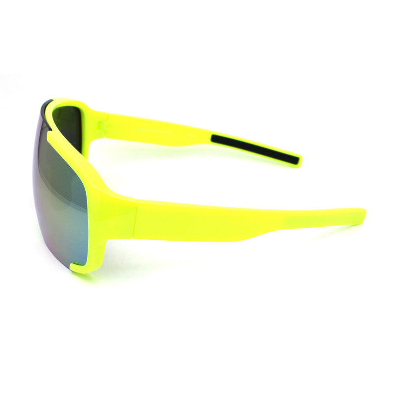 Mens Exposed Mirrored Lens Racer Shield Plastic Sport Sunglasses