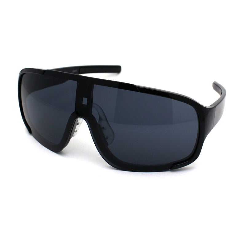 Mens Exposed Mirrored Lens Racer Shield Plastic Sport Sunglasses