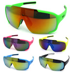 Kush Mens Exposed Mirror Lens Racer Shield Plastic Sunglasses