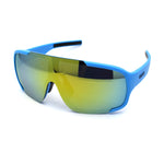 Kush Mens Exposed Mirror Lens Racer Shield Plastic Sunglasses