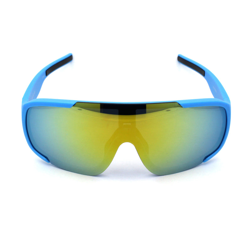 Kush Mens Exposed Mirror Lens Racer Shield Plastic Sunglasses