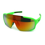 Kush Mens Exposed Mirror Lens Racer Shield Plastic Sunglasses