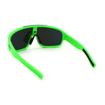 Kush Mens Exposed Mirror Lens Racer Shield Plastic Sunglasses