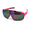 Kush Mens Exposed Mirror Lens Racer Shield Plastic Sunglasses