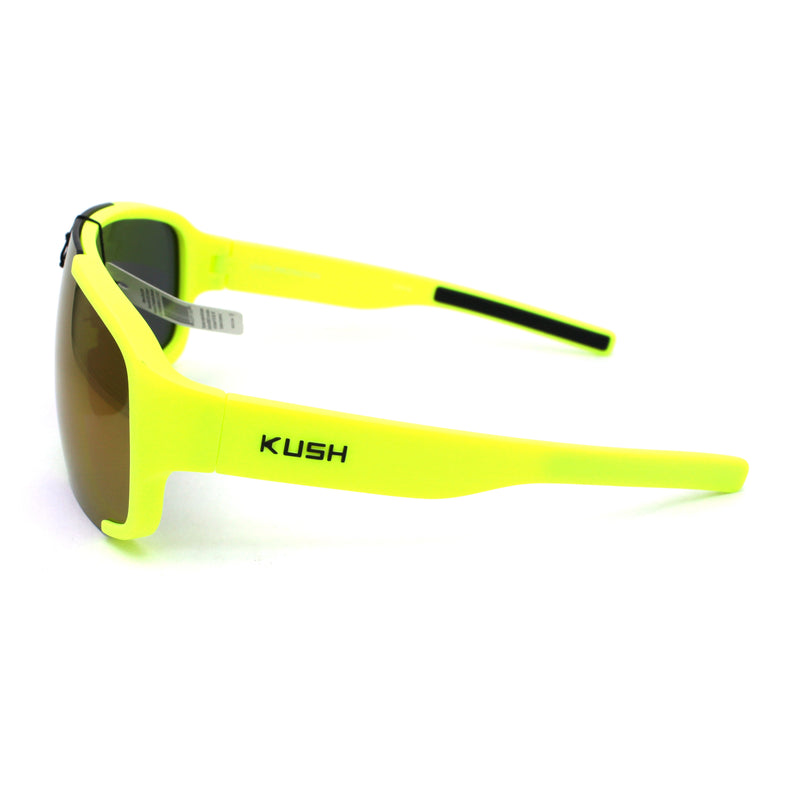 Kush Mens Exposed Mirror Lens Racer Shield Plastic Sunglasses