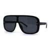 Womens Flat Top Mafia Plastic Rectangular Shield Sunglasses