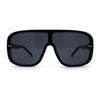 Womens Flat Top Mafia Plastic Rectangular Shield Sunglasses