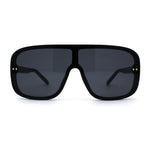 Womens Flat Top Mafia Plastic Rectangular Shield Sunglasses