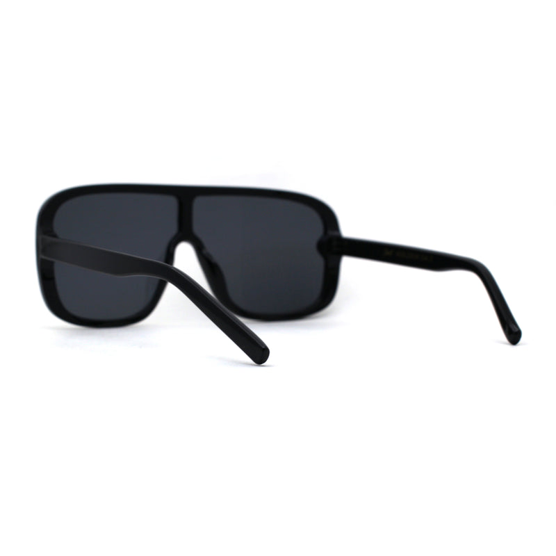 Womens Flat Top Mafia Plastic Rectangular Shield Sunglasses