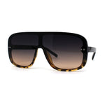 Womens Flat Top Mafia Plastic Rectangular Shield Sunglasses