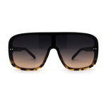 Womens Flat Top Mafia Plastic Rectangular Shield Sunglasses