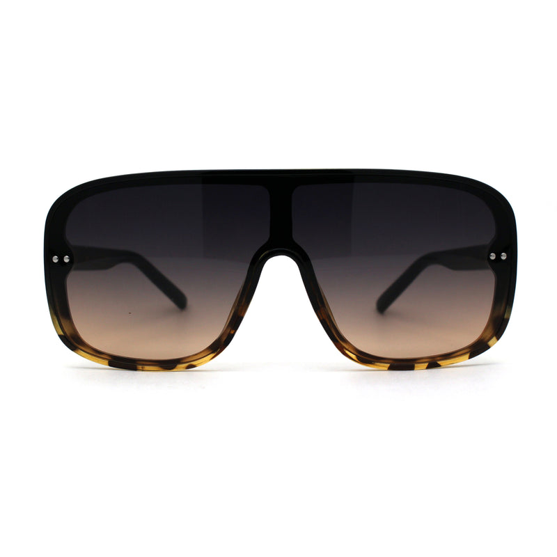 Womens Flat Top Mafia Plastic Rectangular Shield Sunglasses