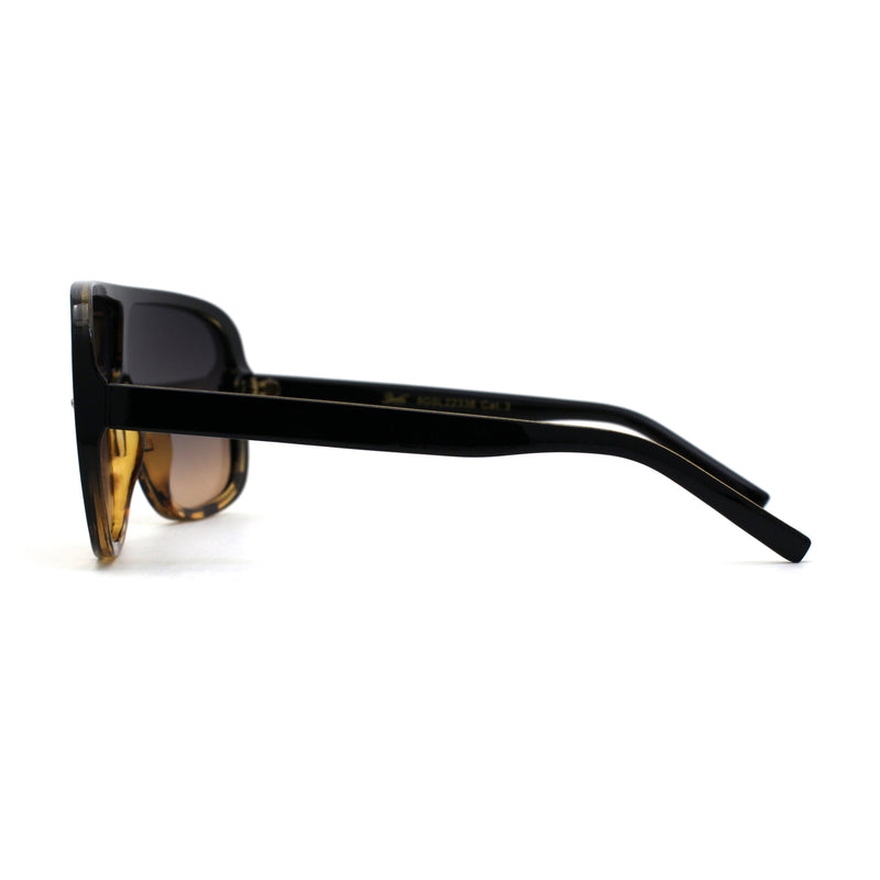 Womens Flat Top Mafia Plastic Rectangular Shield Sunglasses