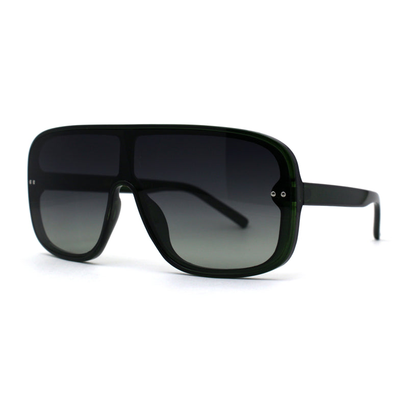 Womens Flat Top Mafia Plastic Rectangular Shield Sunglasses