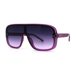 Womens Flat Top Mafia Plastic Rectangular Shield Sunglasses