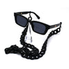 Retro Narrow Rectangular Horn Plastic Neck Chain Sunglasses Tortoise Black