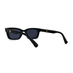 Retro Narrow Rectangular Horn Plastic Neck Chain Sunglasses Tortoise Black