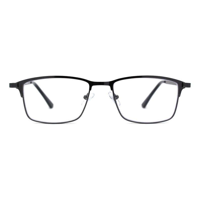 Mens 90s Designer Thin Metal Rim Rectangular Reading Glasses