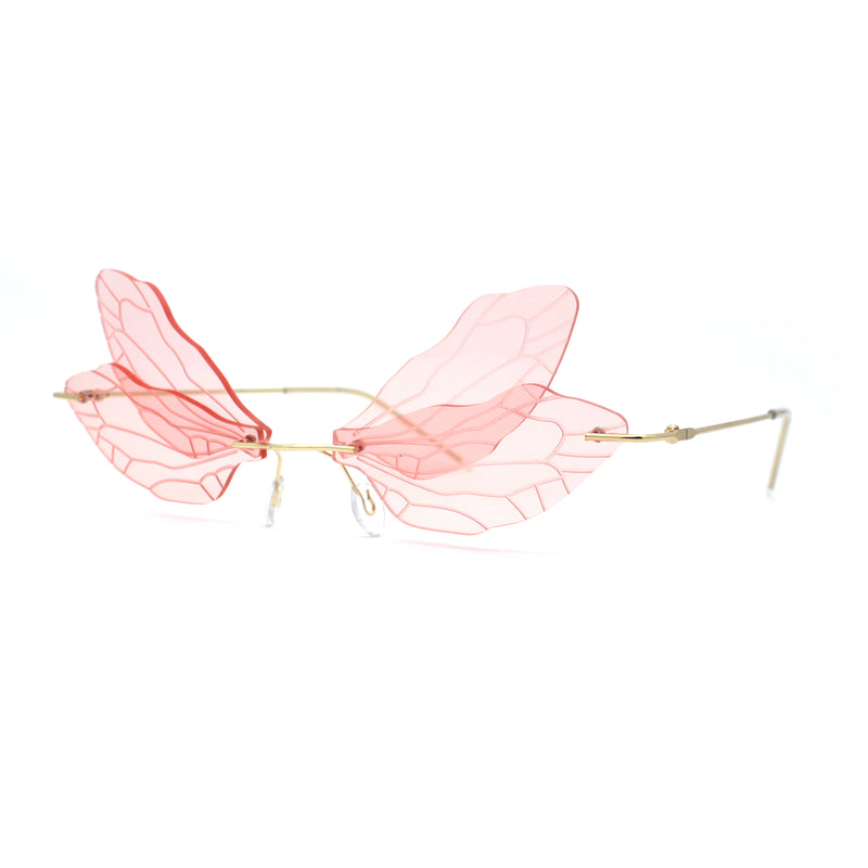 Dragonfly Wing Avant Garde Unique Retro Rimless Sunglasses