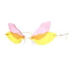 Dragonfly Wing Avant Garde Unique Retro Rimless Sunglasses