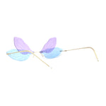 Dragonfly Wing Avant Garde Unique Retro Rimless Sunglasses