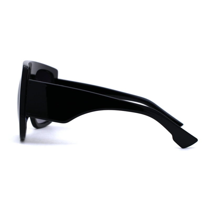 Oversized Flat Top Thick Plastic Mobster Fashion Sunglasses